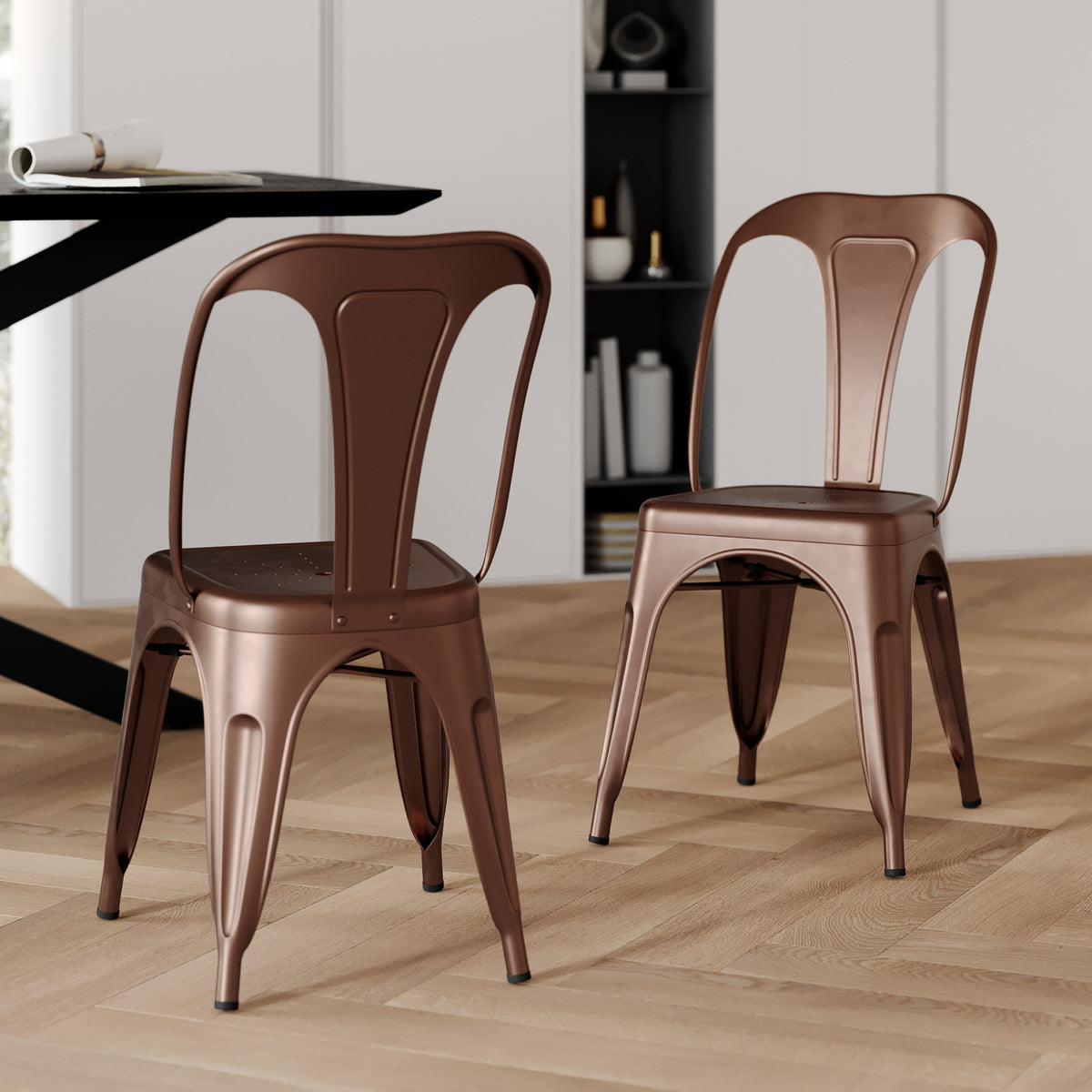 2 chaises indus cuivre rdv deco