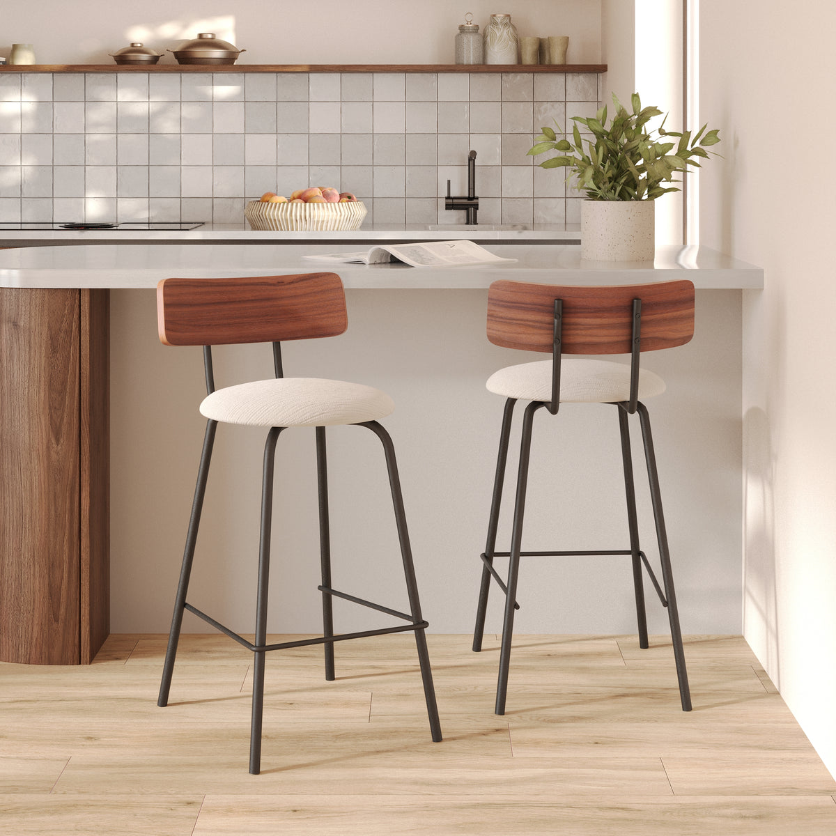 chaise de bar en tissu beige alize