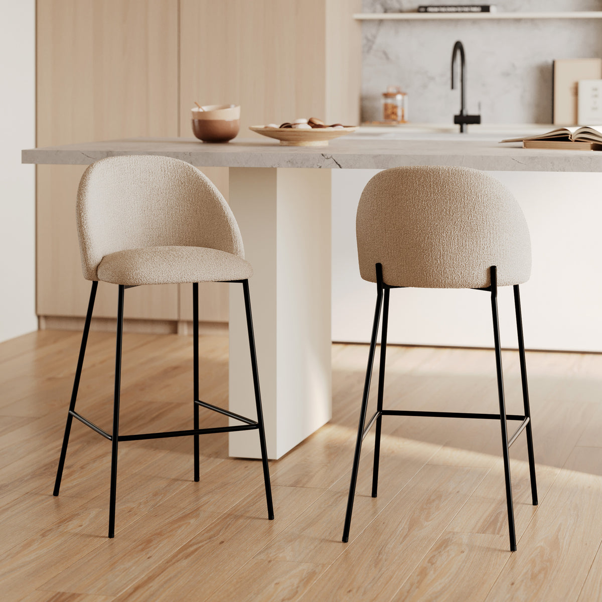 sedia da bar karl 66 cm tessuto bouclé