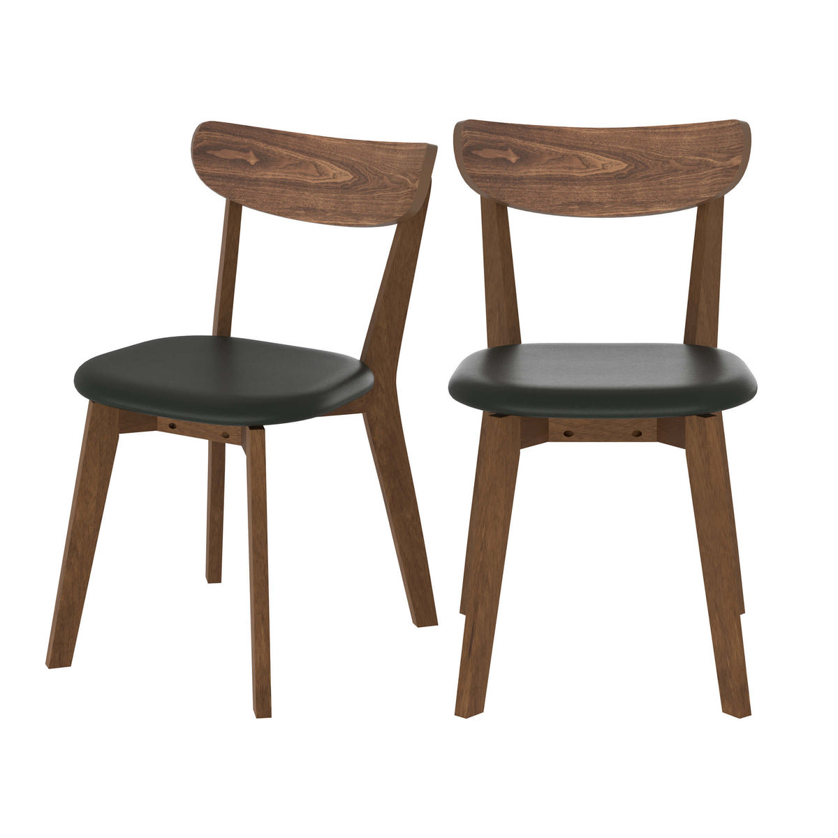 sedia in legno scuro con pelle sintetica nera tabata doppia