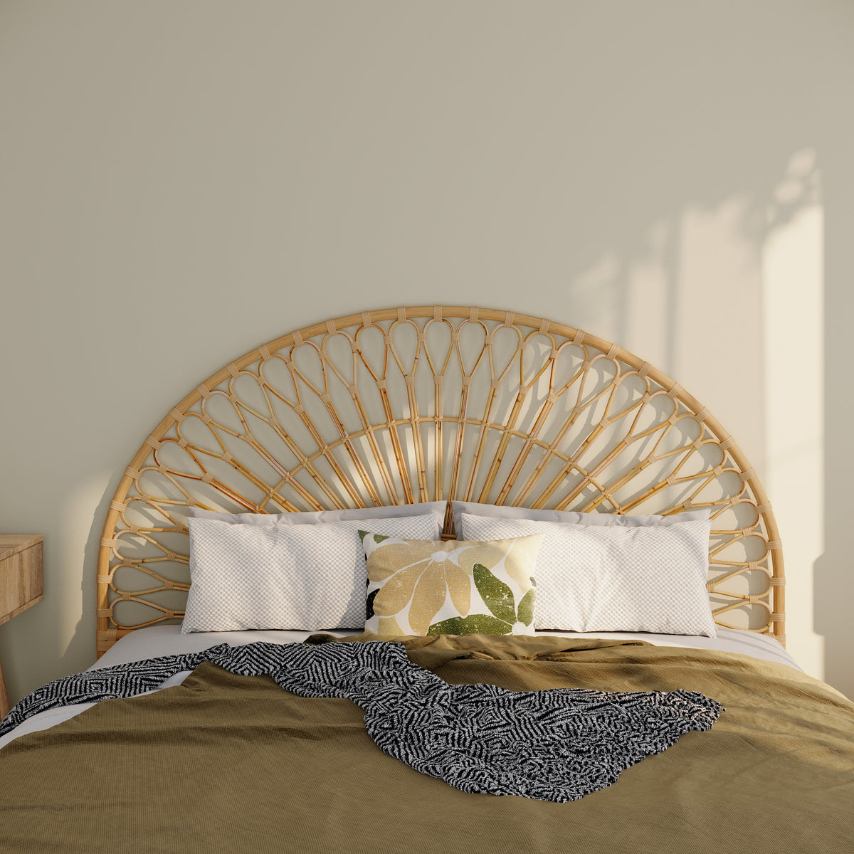 chambre boheme tete de lit en rotin bahia