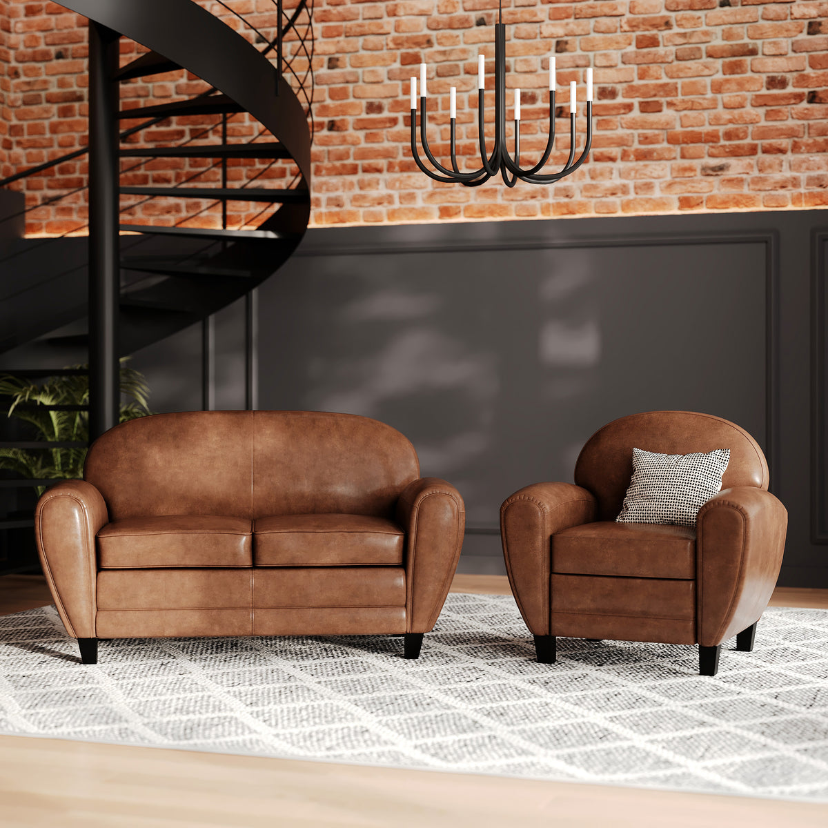 club canape fauetuil camel 3 personnnes rdv deco