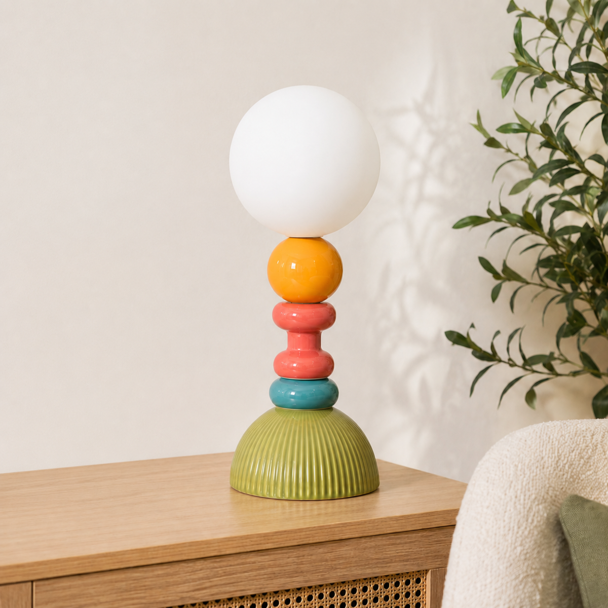 Lampe à poser Pili céramique multicolore bureau ambiance – Maison Pavane