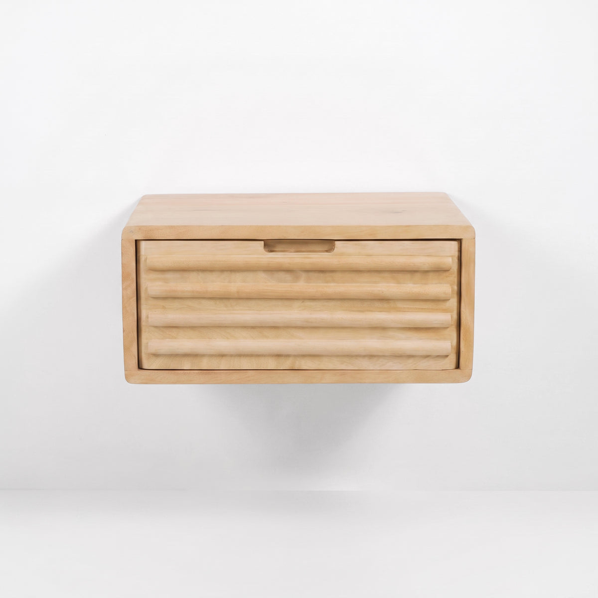 Table de chevet murale Pablo en bois de manguier naturel, vue de face - Maison Pavane