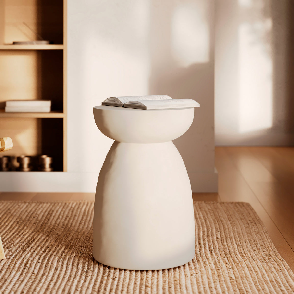 table d appoint ronde capri en beton ecru style grece epure minimaliste
