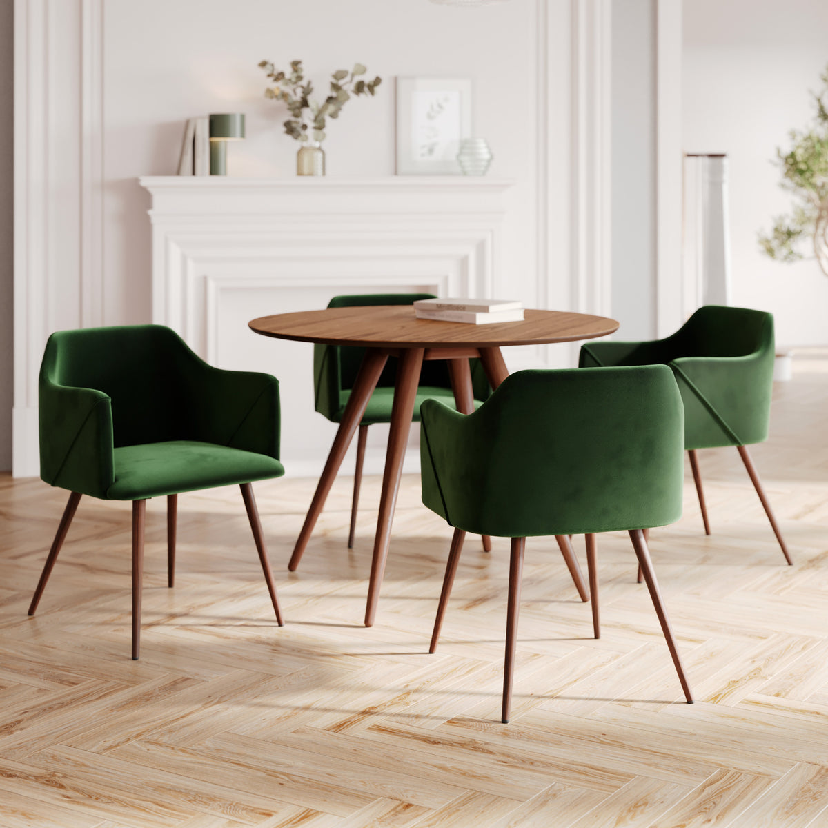 tavolo e sedie liwa in velluto verde set di 2 tavolo legno scuro 4 persone