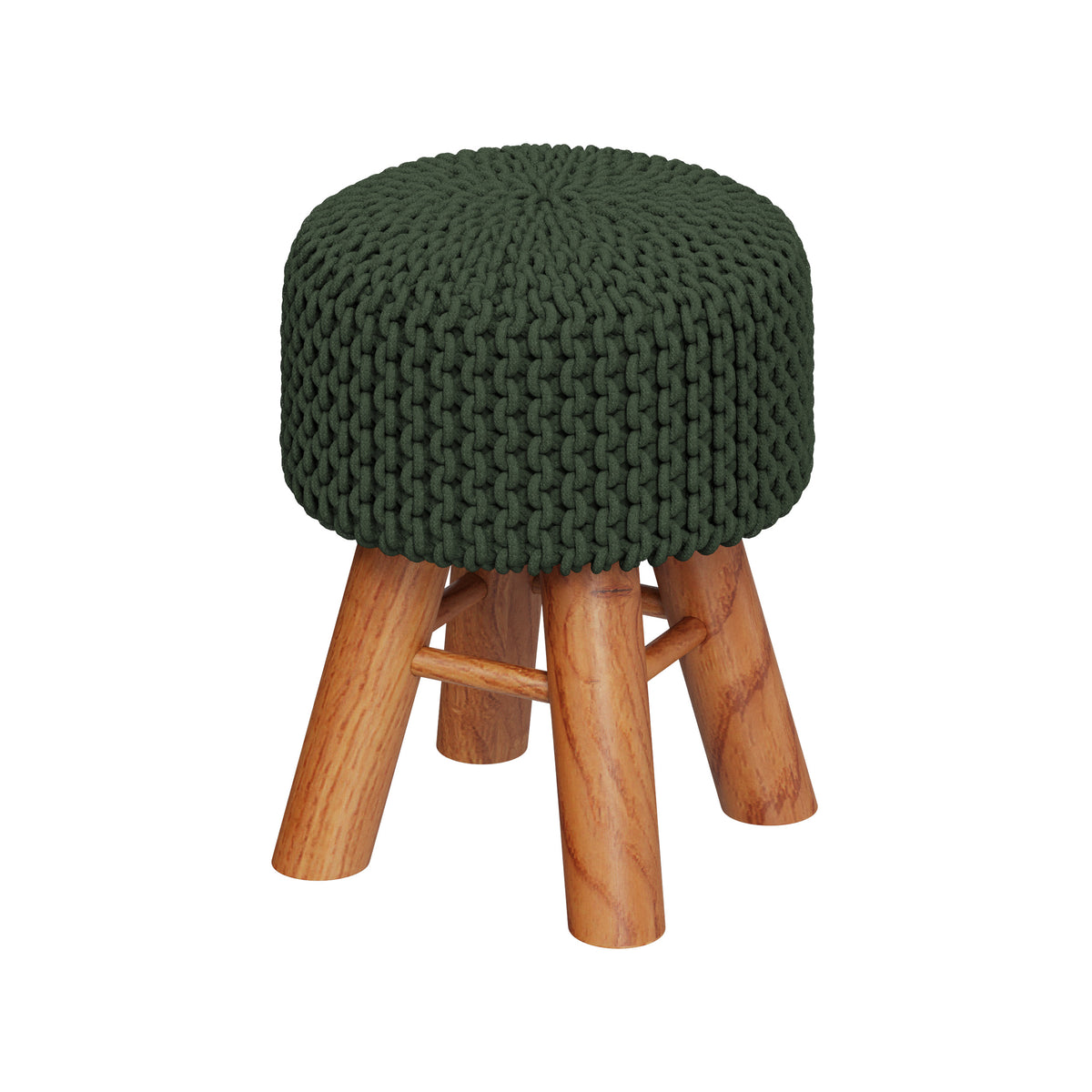 Tabouret tricot Lisa vert olive – Maison Pavane