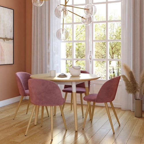 Chaise de salle à manger en velours rose