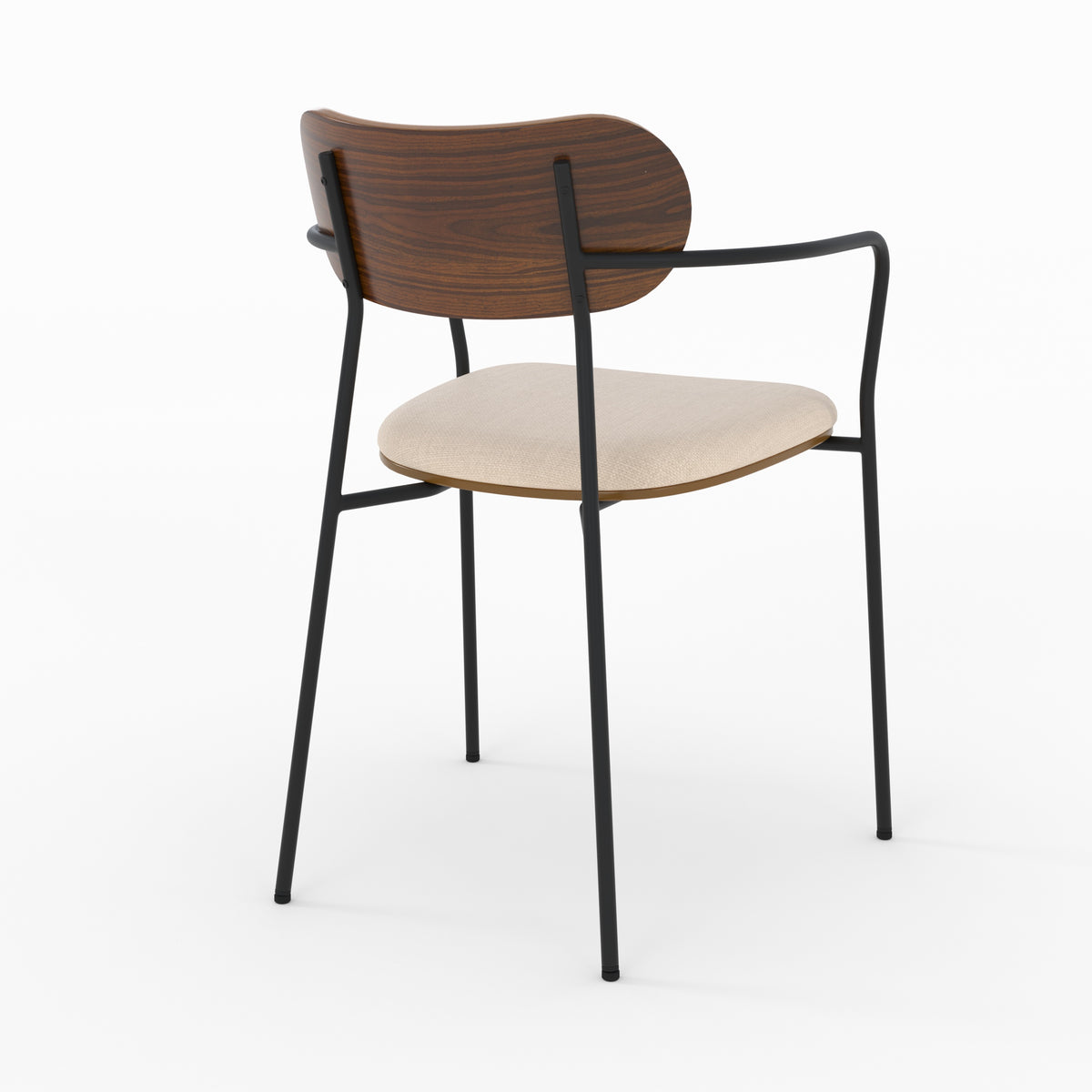 Lot de 2 chaises Marine en tissu beige et placage en bois foncé