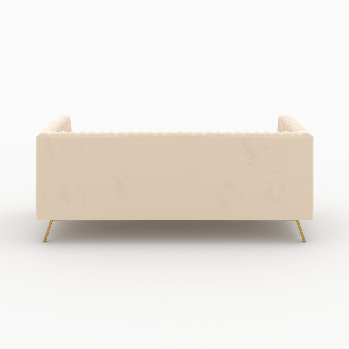 2 canapes en velours beige 5 places gatsby pieds dores