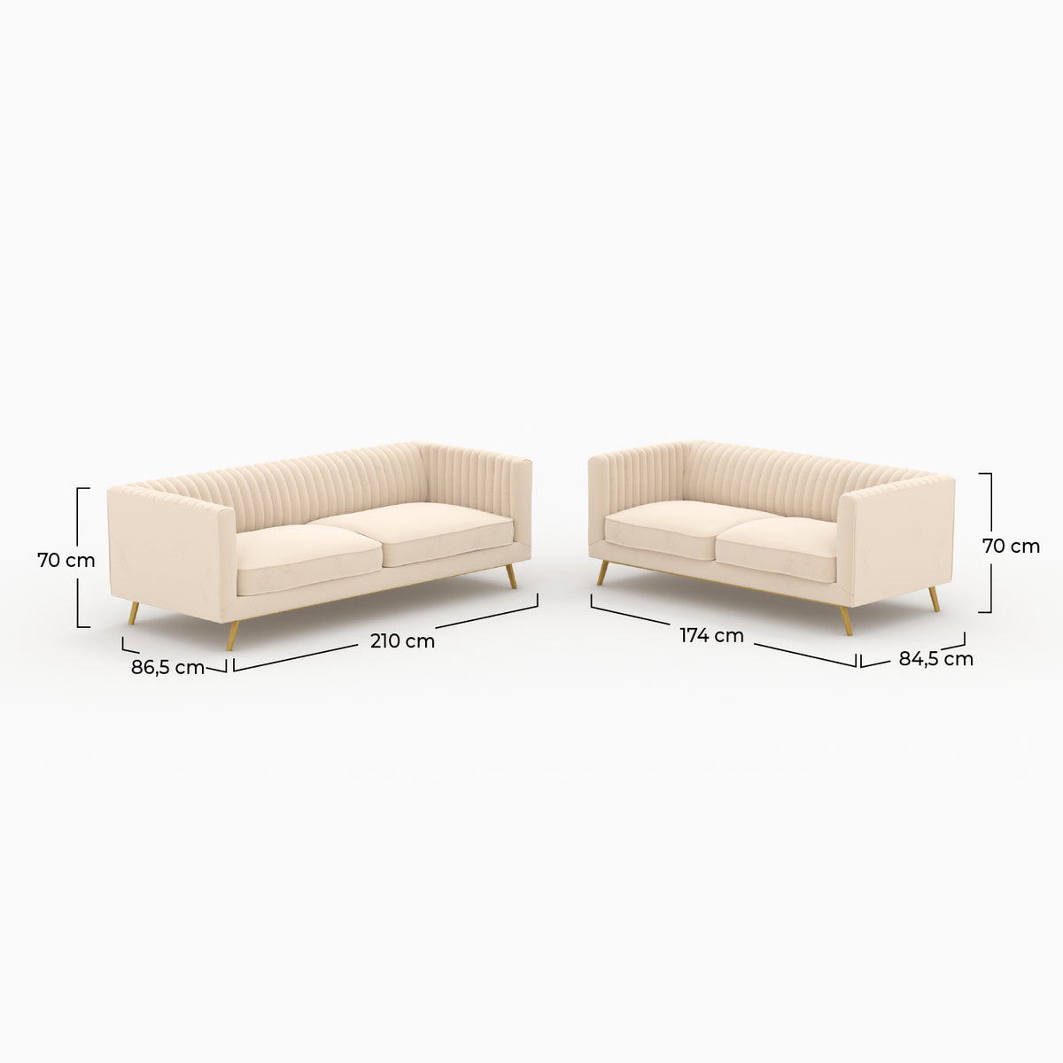 2 canapes en velours beige 5 places gatsby rdv deco