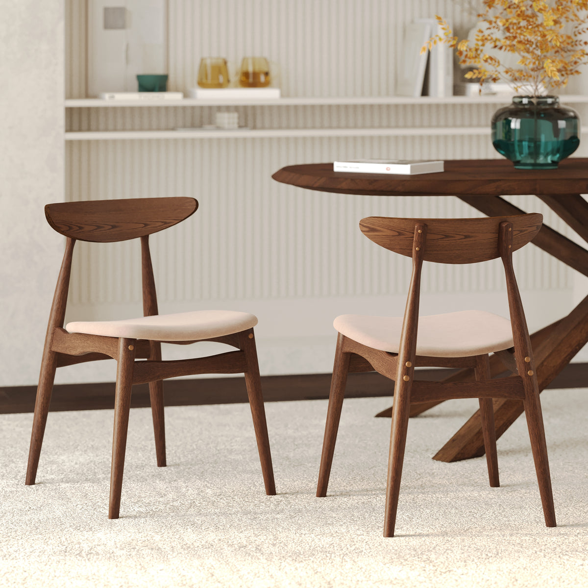 2 chaises beige et bois rdv deco