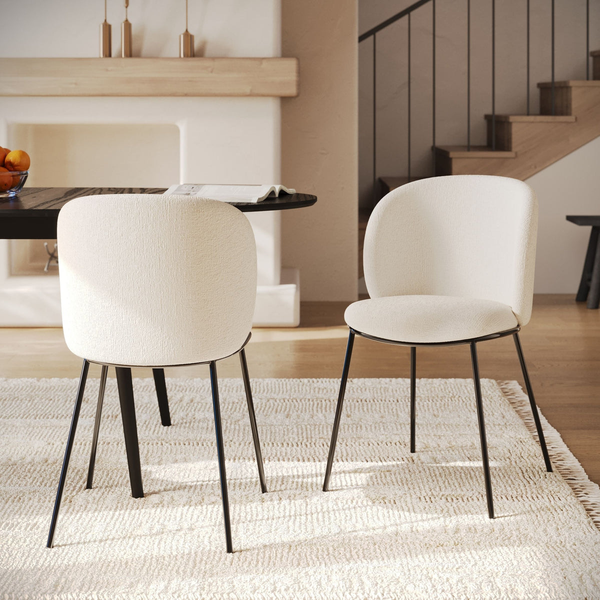 2 chaises bulle confort tissu doux blanc