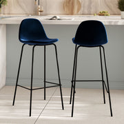 2 chaises de bar velours bleu henrik pieds