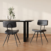 2 chaises en cuir synthetique noir et gris fonce texas