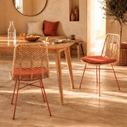 2 chaises en rotin et tissu terracotta salle à manger – Maison Pavane