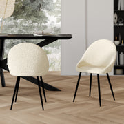 2 chaises en tissu boucle beige pieds noirs