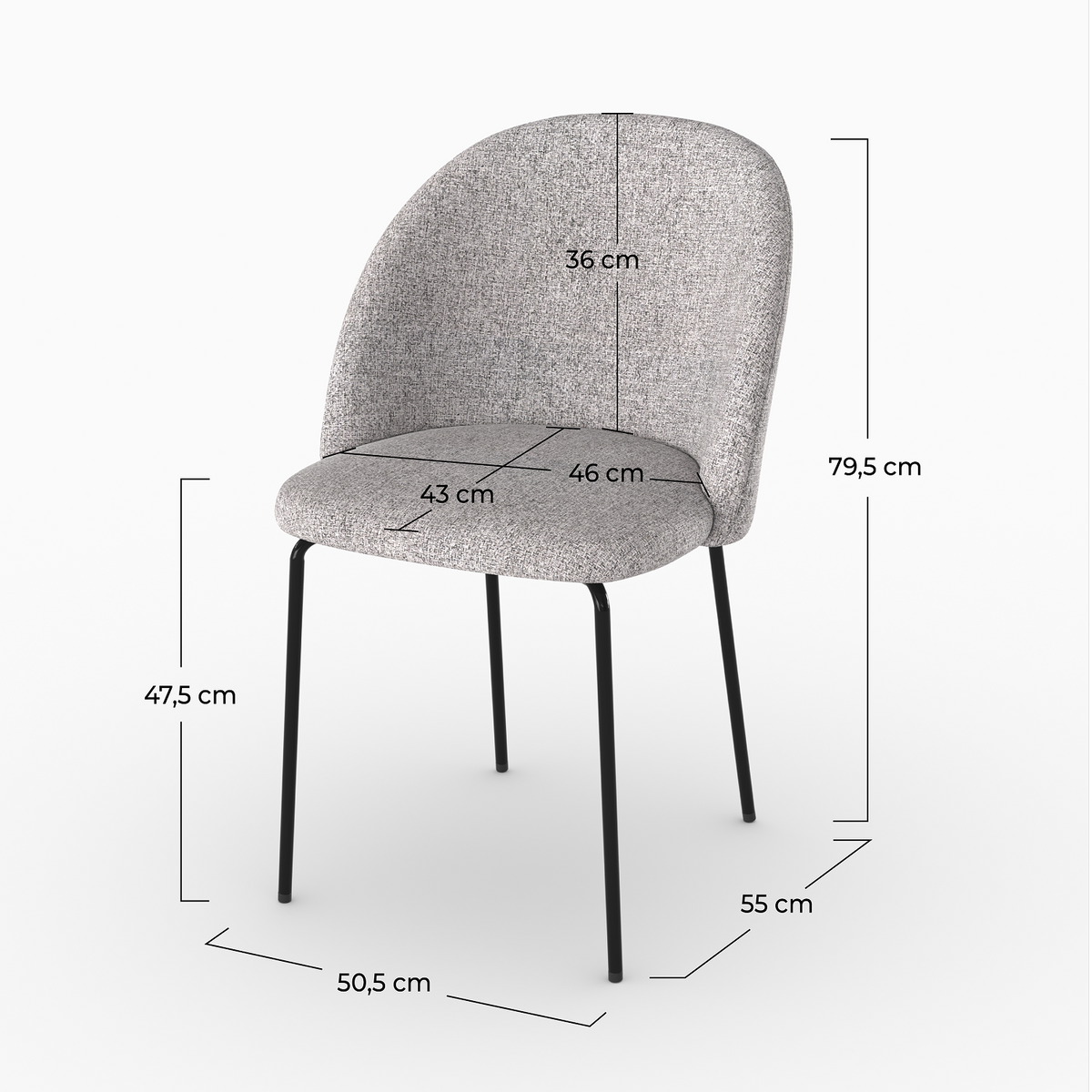 2 chaises en tissu gris clair Karl