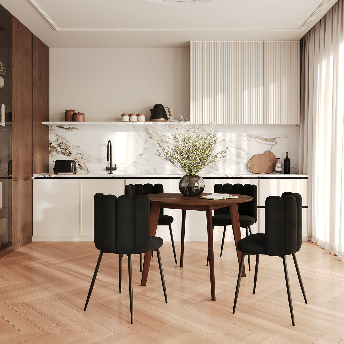 2 chaises en velours noir Rosy