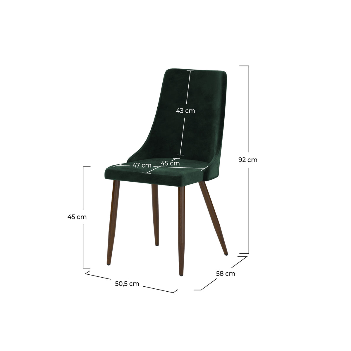 2 chaises en velours vert Vinni sapin