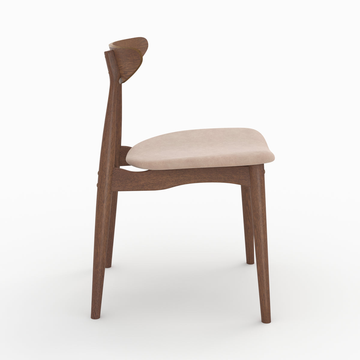 2 chaises josette en tissu beige et bois d hevea fonce