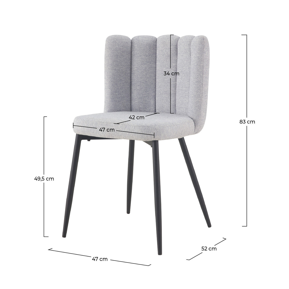 2 chaises velours gris Rosy