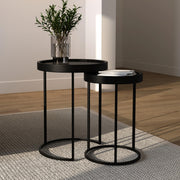 2 tables d'appoint gigognes noires métal Swan – Maison Pavane