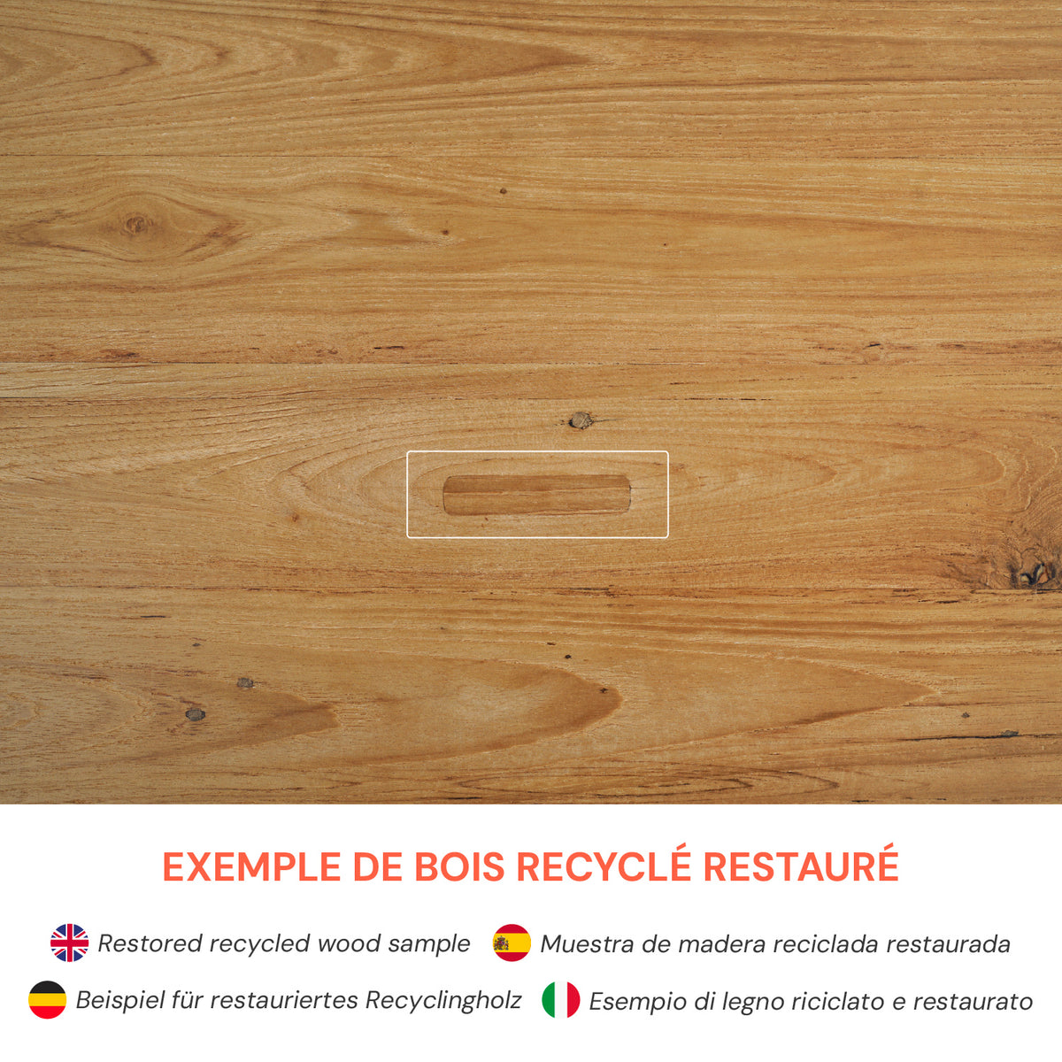 Bois recyclé zoom matière kbk Kouma
