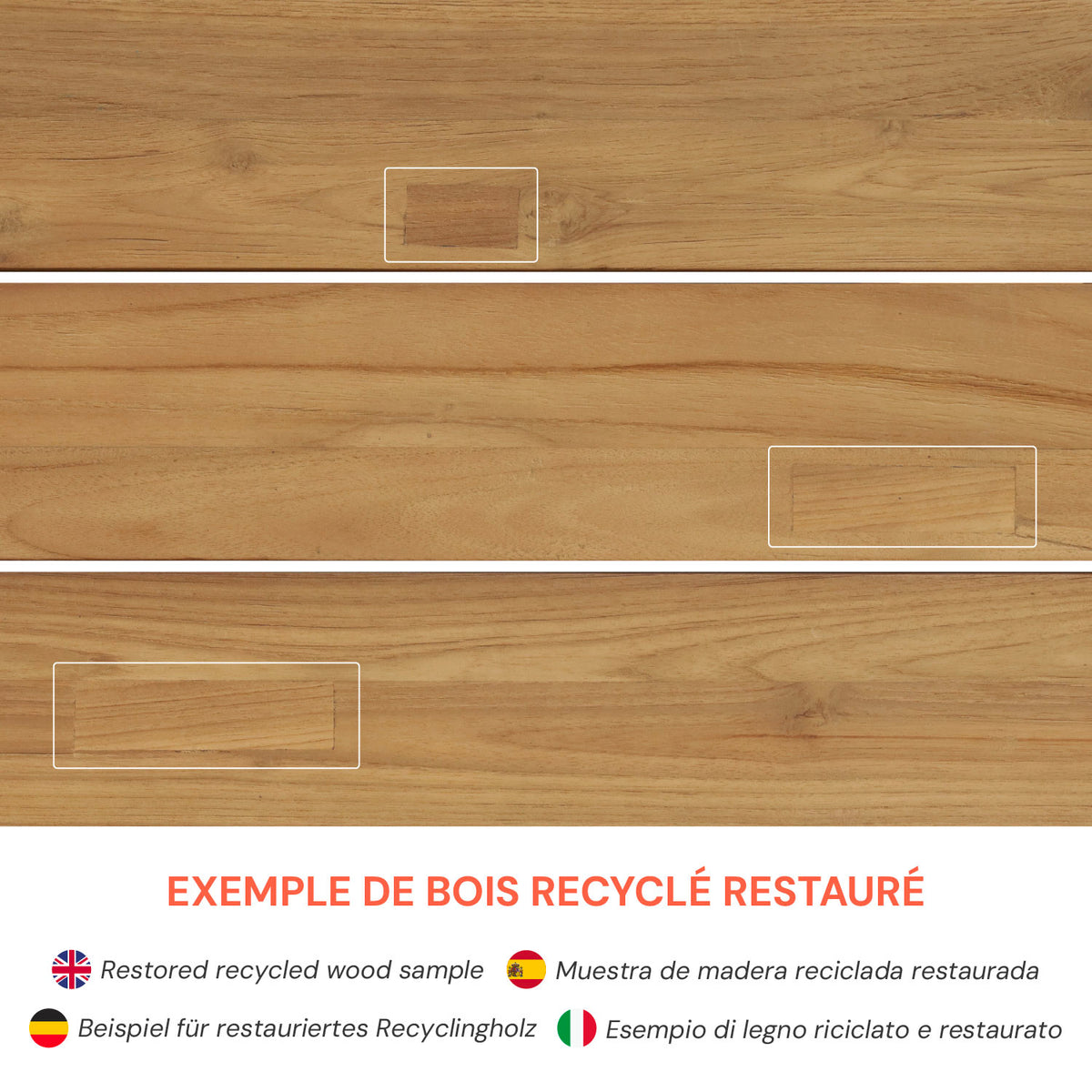 Bois recyclé zoom matière kyl