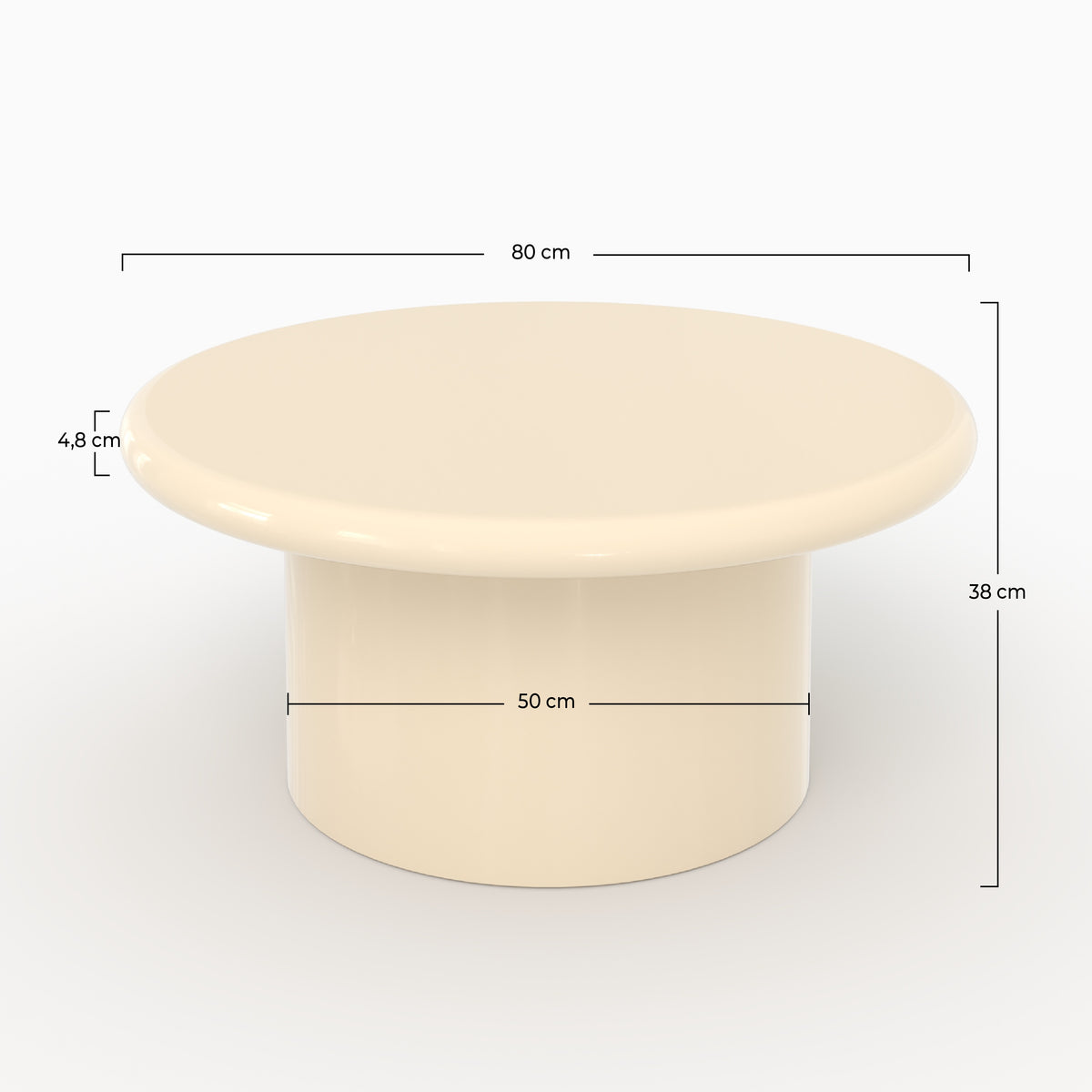Kaffeetisch Apoline in weiß lackiertem MDF, D80 cm