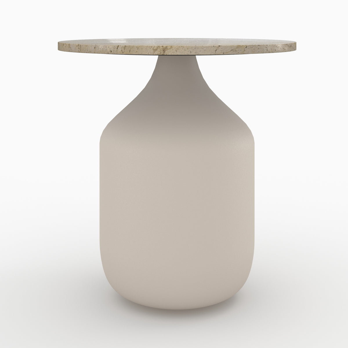 New table d appoint ronde Louison en travertin et métal beige