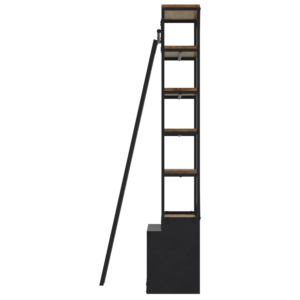 achat bibliotheque en bois et metal avec echelle 4 tiroirs