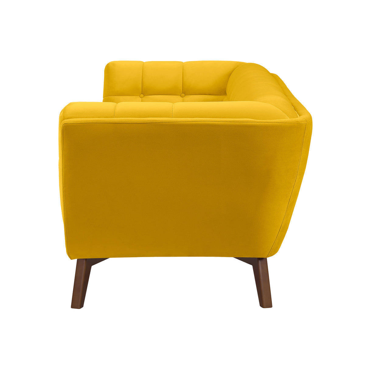 achat canape jaune en velours pieds bois