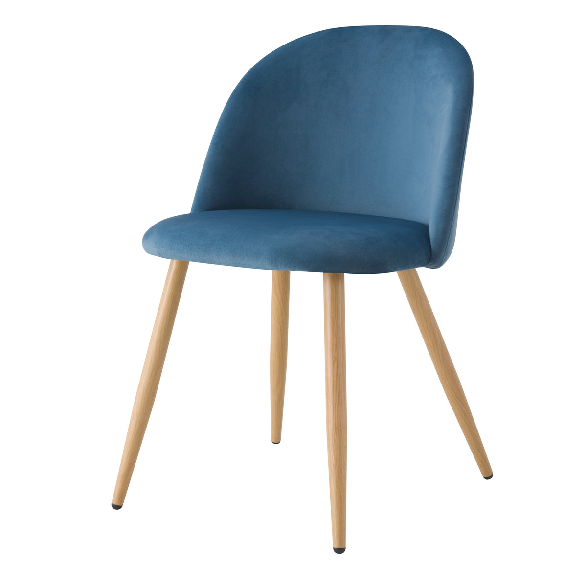 achat chaise assise velours bleu pieds metal effet bois