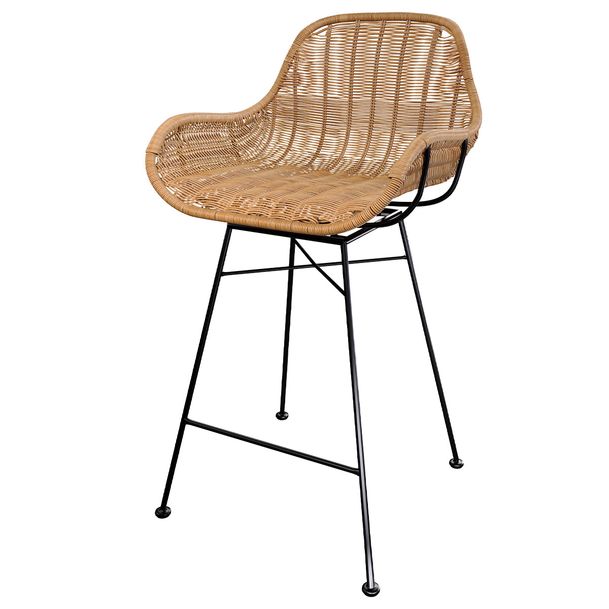 achat chaise de bar en resine tressee naturelle et pieds en metal noir 65 cm