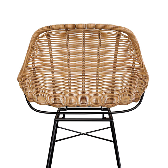 achat chaise de bar en resine tressee naturelle et pieds metal noir 65 cm lot de deux