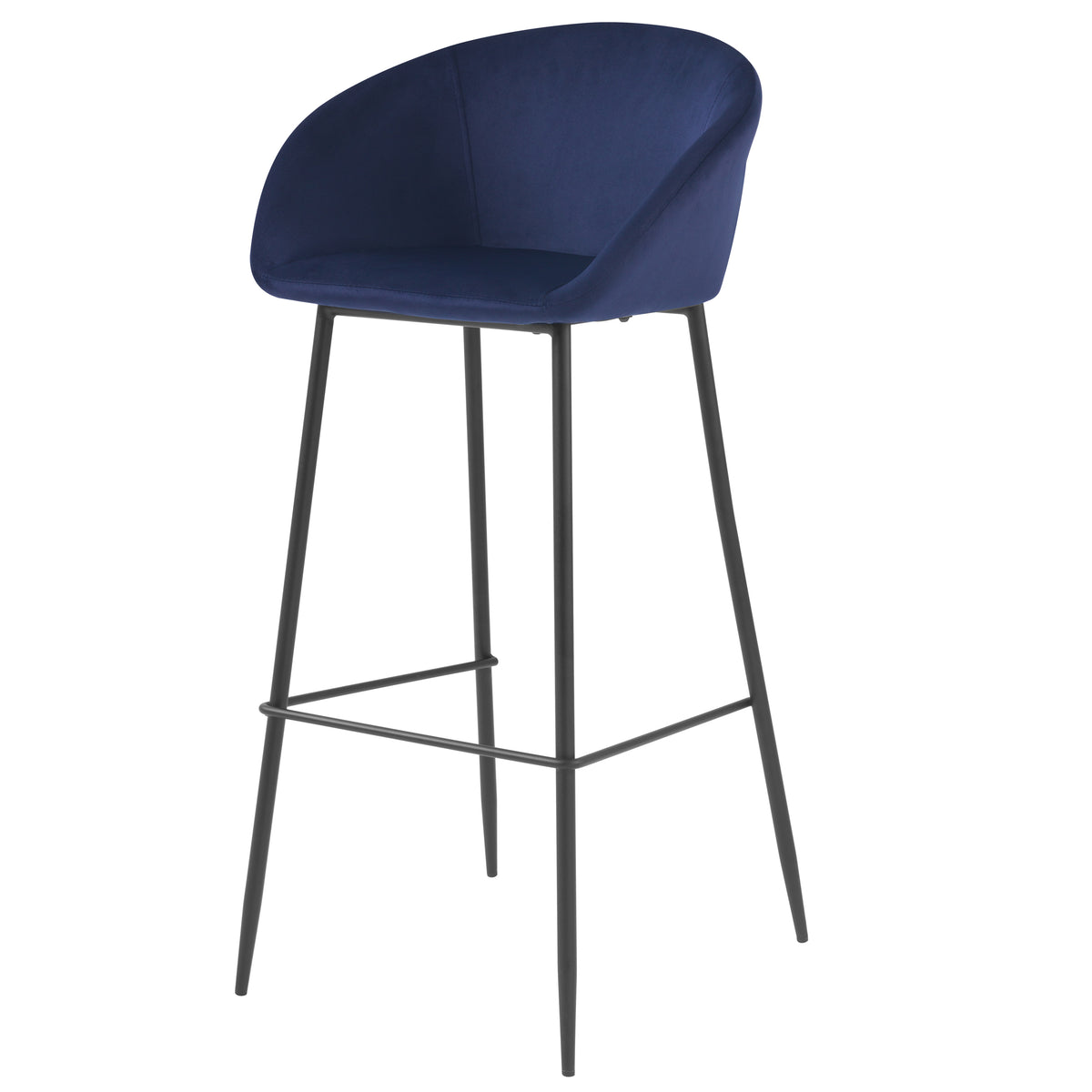 achat chaise de bar en velours bleue pieds metal