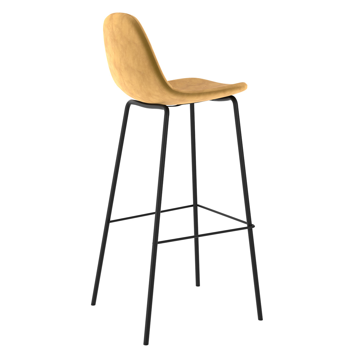 achat chaise de bar en velours jaune et pieds metal noir lot de 2