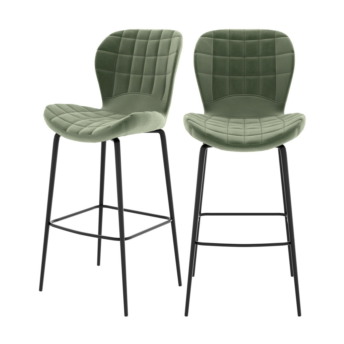 achat chaise de bar en velours vert