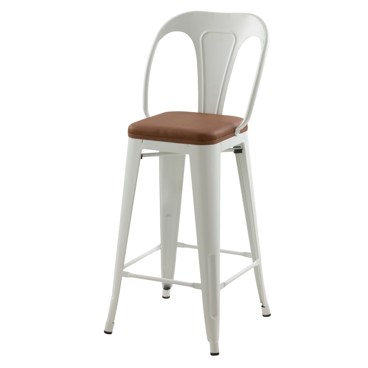 Achat chaise de bar lot de 2 blanche et assise marron – Maison Pavane