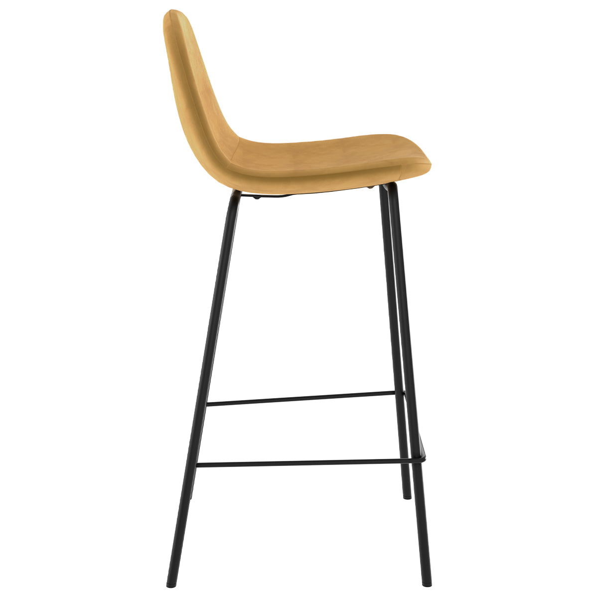 achat chaise de bar mi hauteur en velours jaune pieds en metal noir lot de deux