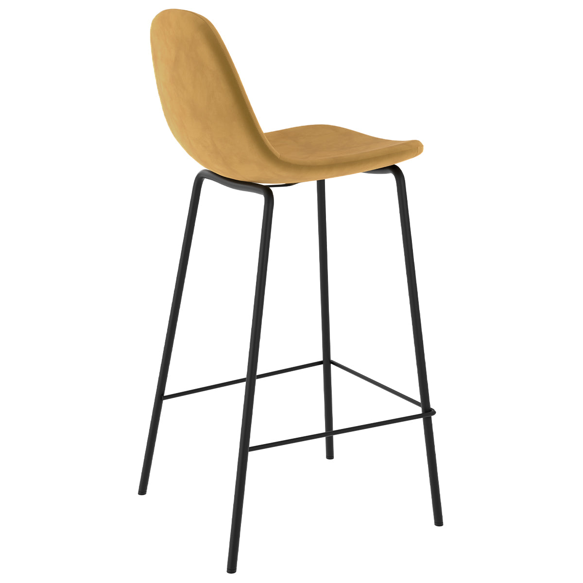 achat chaise de bar mi hauteur en velours jaune pieds metal noir lot de deux