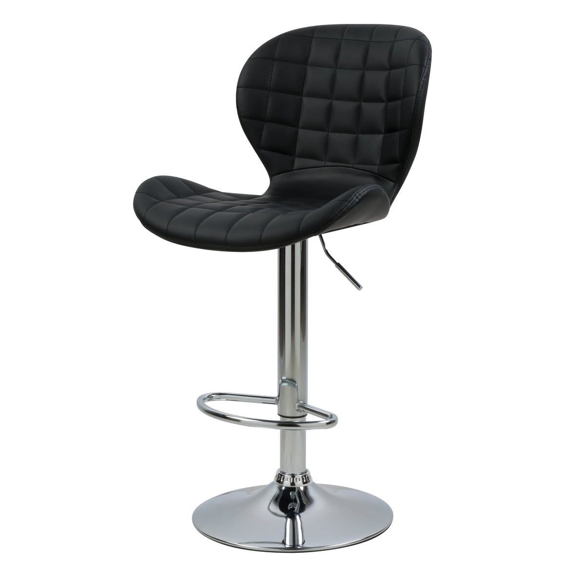 achat chaise de bar noires synthetique pied metal