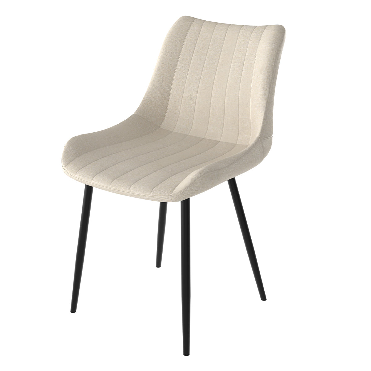 achat chaise en tissu beige et pieds en metal noir lot de 2