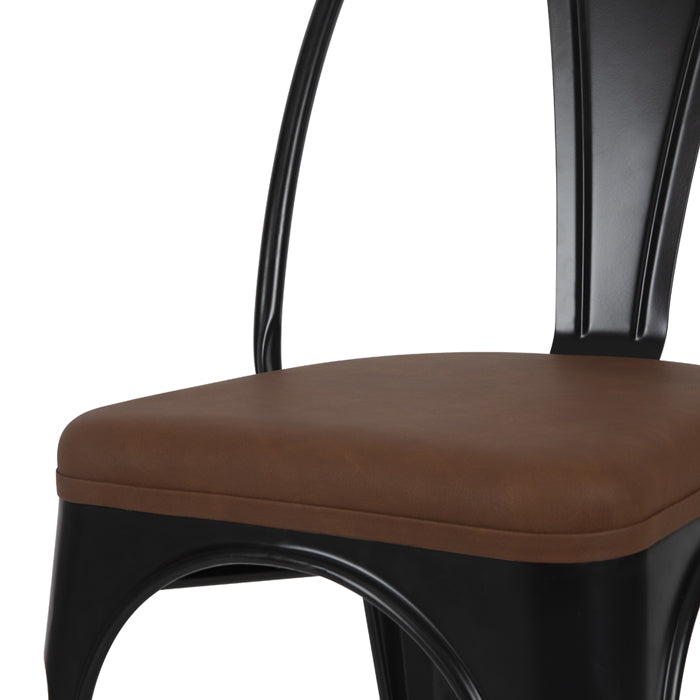 achat chaise noir marron industrielle lot de 2