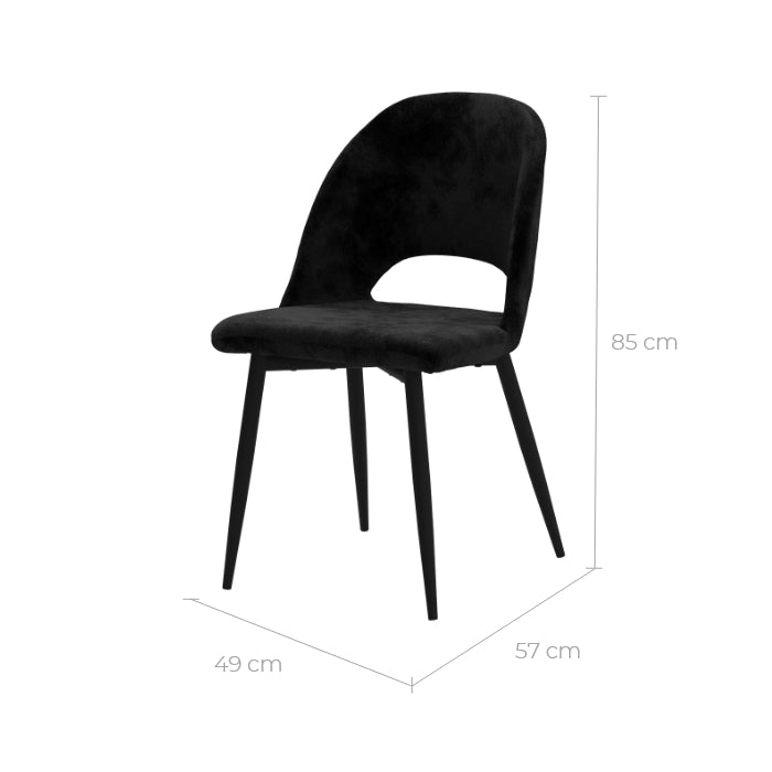 achat chaise noire en velours noir
