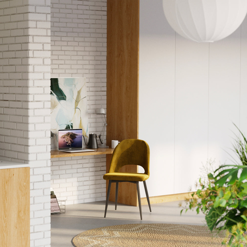 achat chaise penelope en velours jaune lot de deux