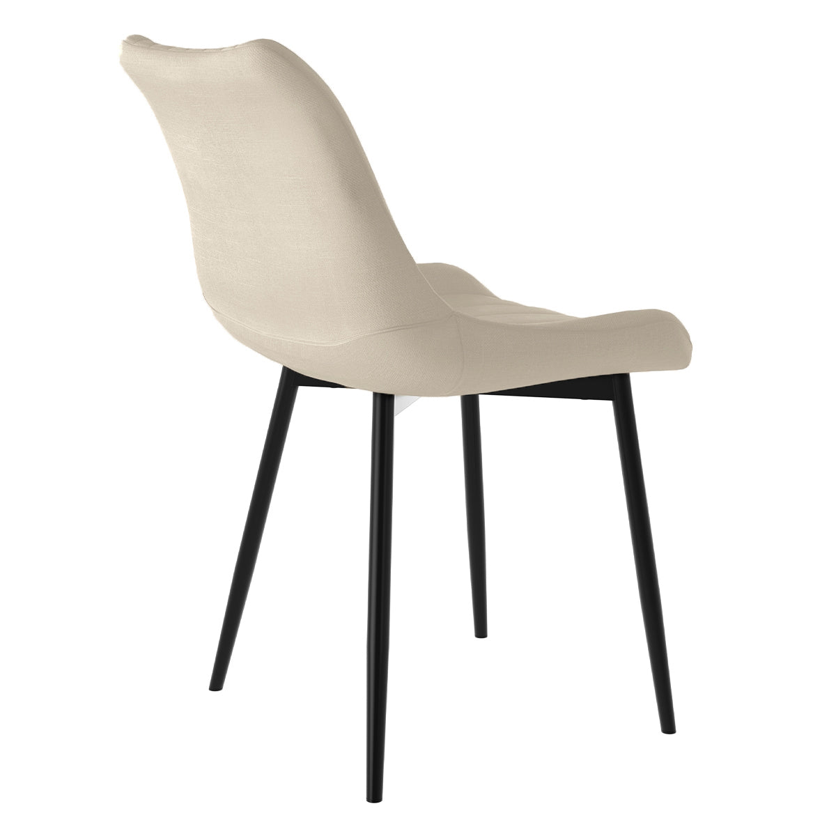 achat chaise tissu beige et pieds en metal noir lot de 2