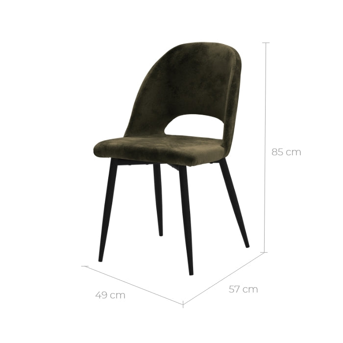 achat chaise verte velours et metal