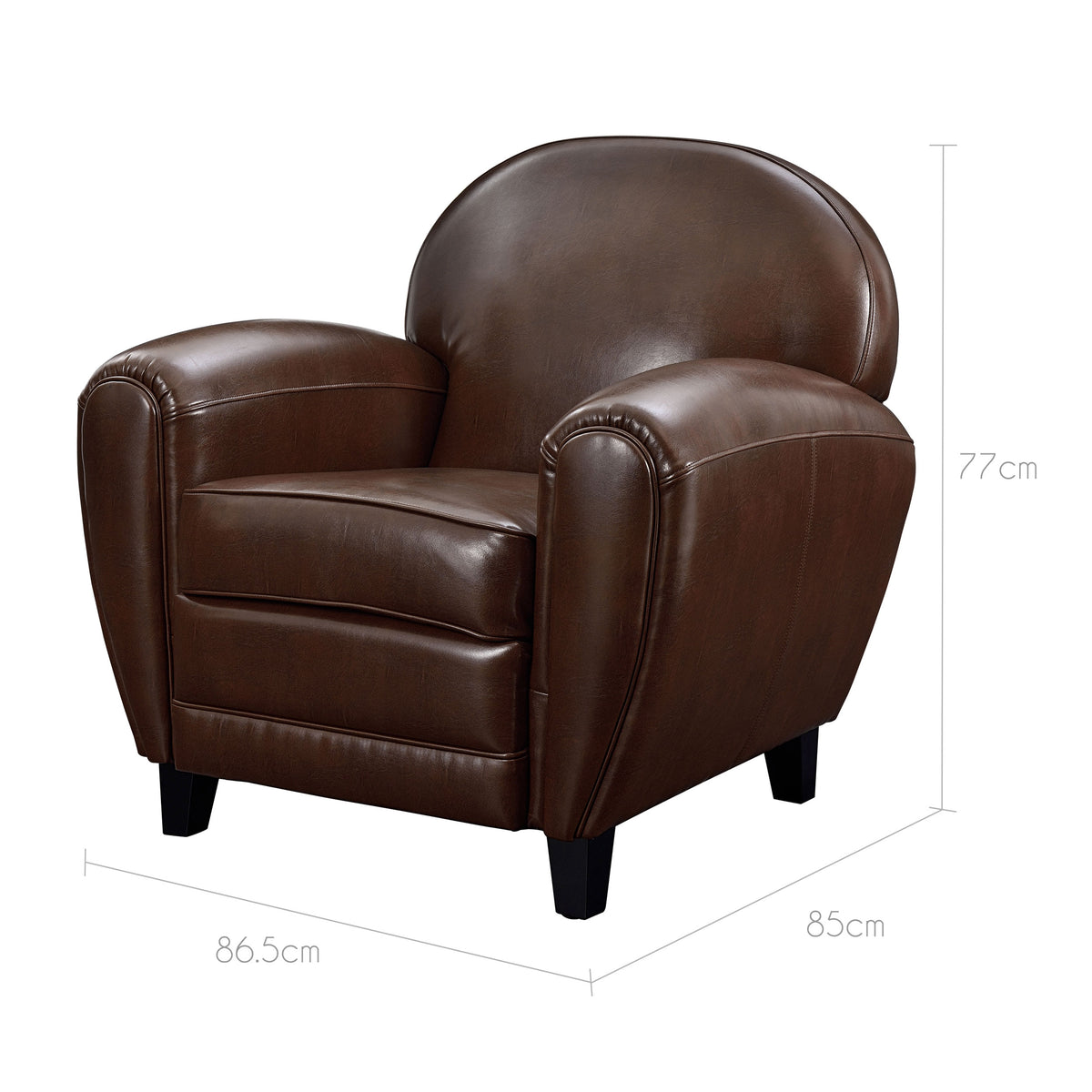 achat fauteuil 1 place cuir marron